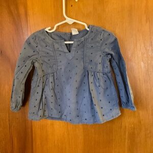 Baby Gap Girls Eyelet Top Sz 2T Blue Lined Pullover V-Neck